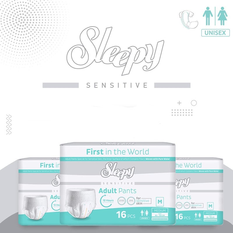 Sleepy Sensitive Adult Pants - Medium (80-120 CM) - 32 Count - Unisex Pull-Up Diapers for Sensitive Skin - Image 2